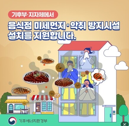기후에너지환경부, 음식점 미세먼지·악취 방지시설 설치 지원