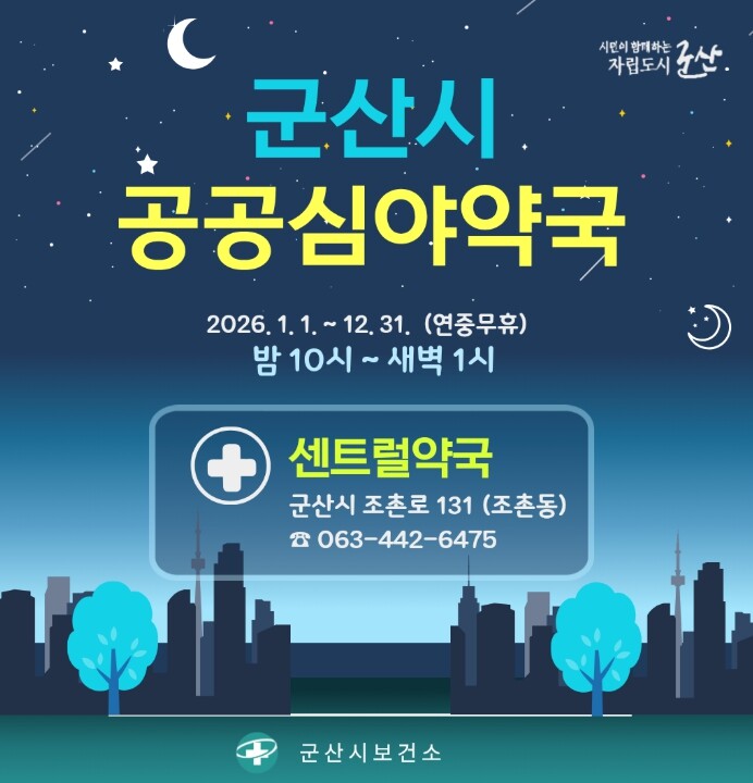 군산시, 2026년 공공심야약국 ‘센...