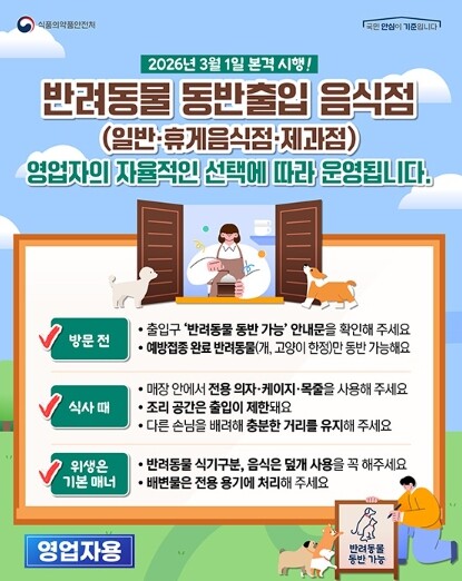 식품의약품안전처, 반려동물 동반출입 음식점, 이렇게 이용하세요!