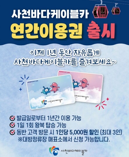사천바다케이블카, ‘전국구 관광객’ 사로잡을 연간 이용권 전격 출시