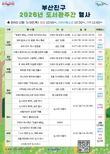 부산진구, 4월 도서관주간 맞아 20...