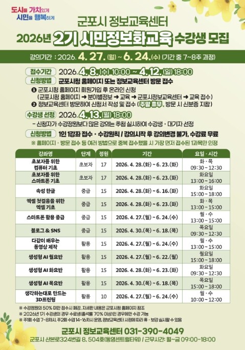 군포시, 2026년 2기 시민정보화교...